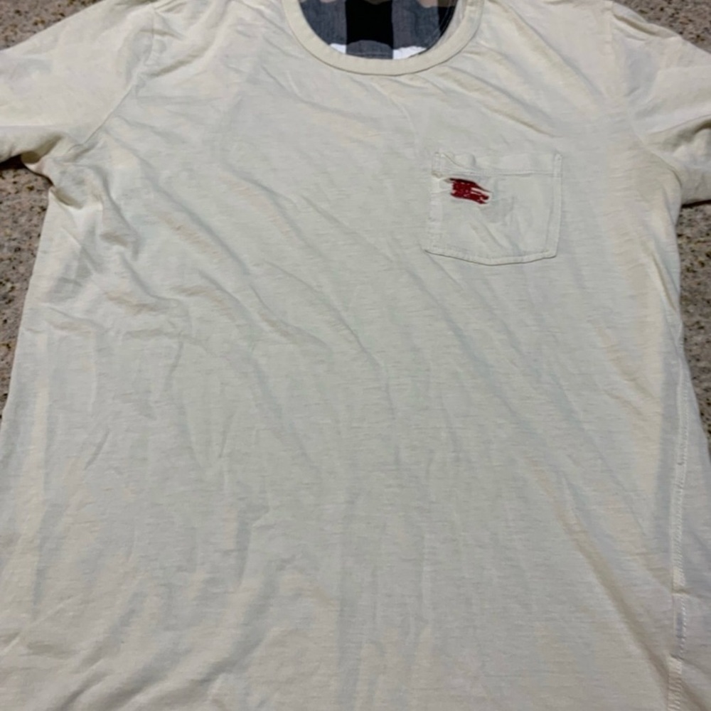 Burberry Brit Original Ivory Stretch Soft Short Sleeve PreOwned TShirt Sz Small